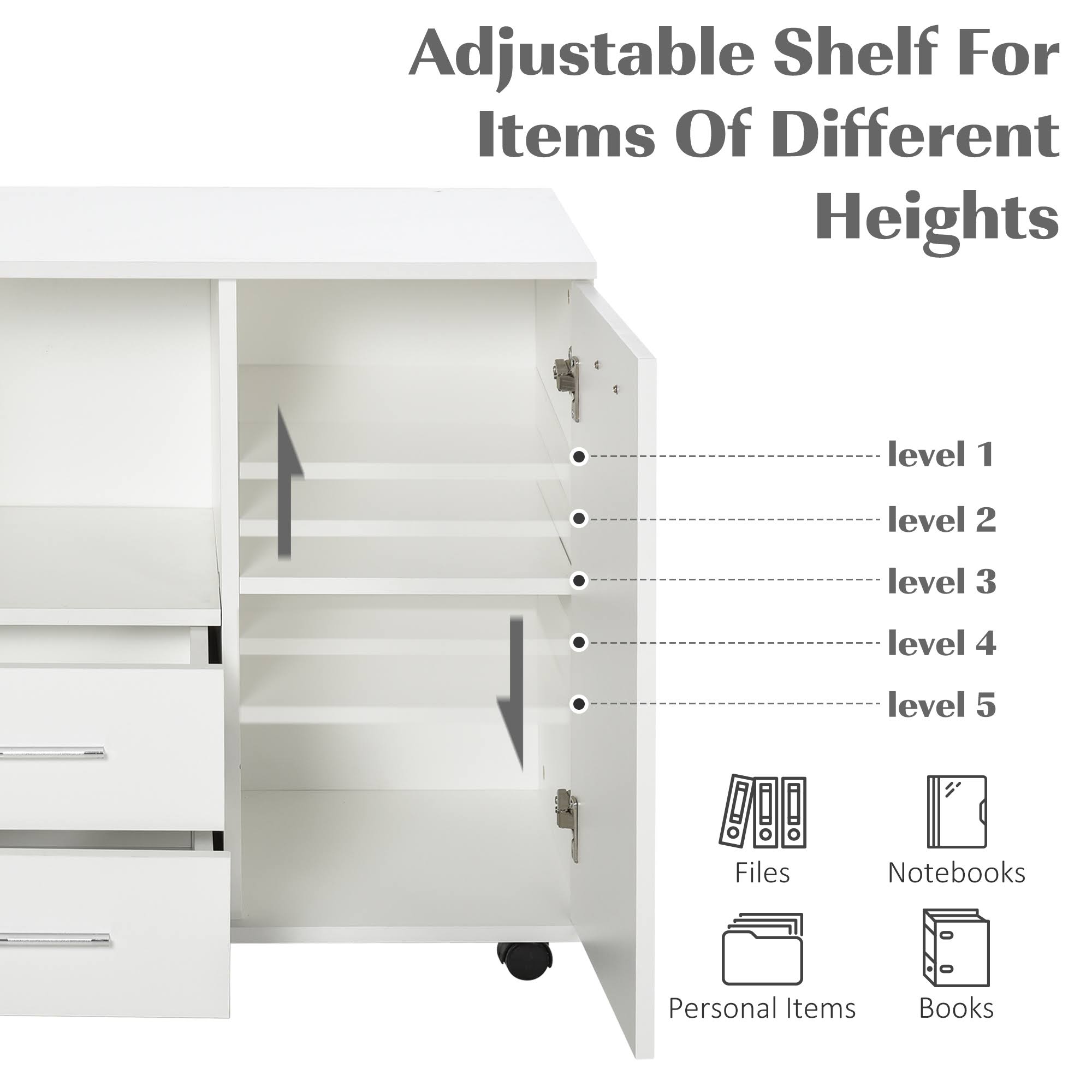 White 2 Drawer Office Filing Cabinet Printer Stand B9288