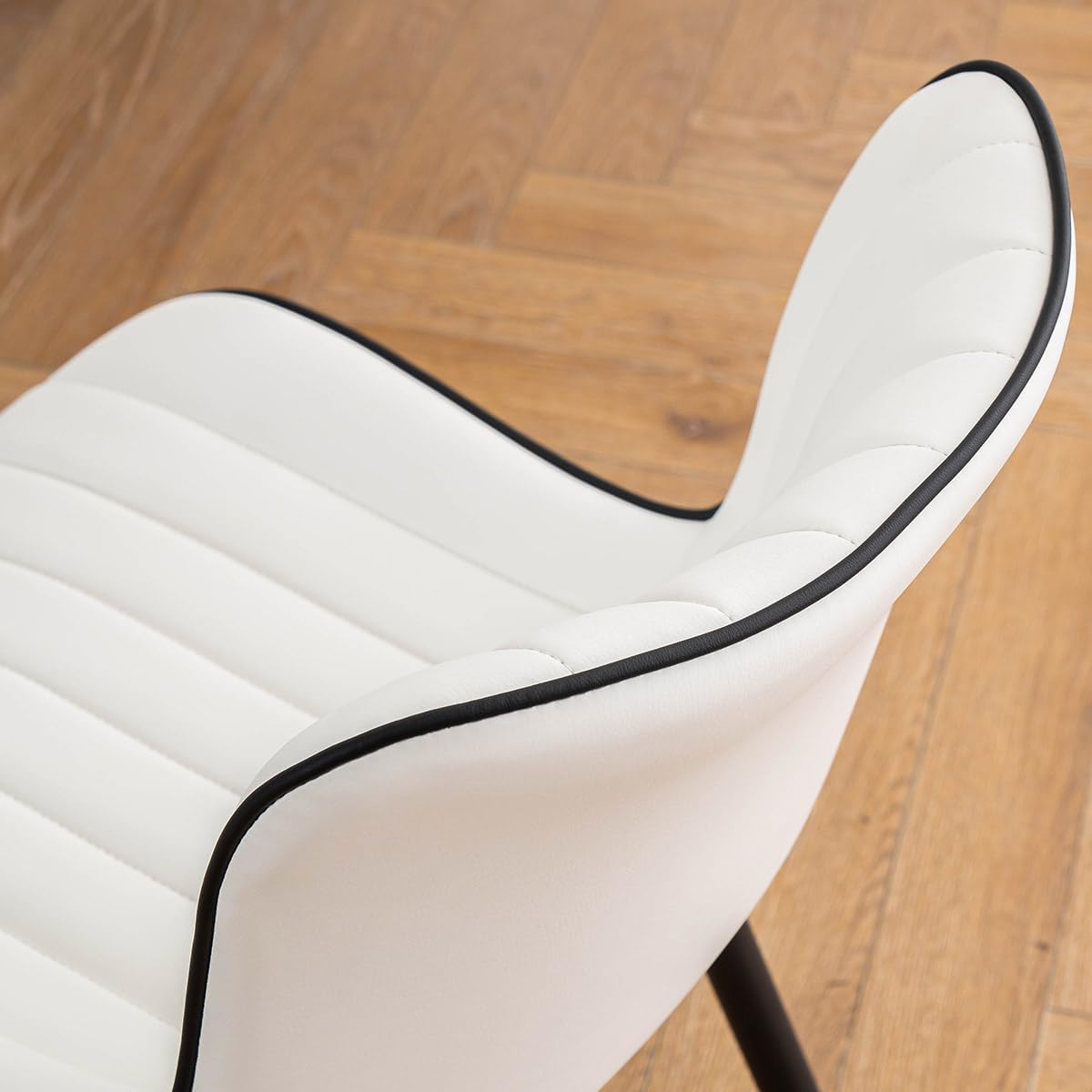 Black Faux Leather Dining Chair with Metal Legs, Set of 2 I2723