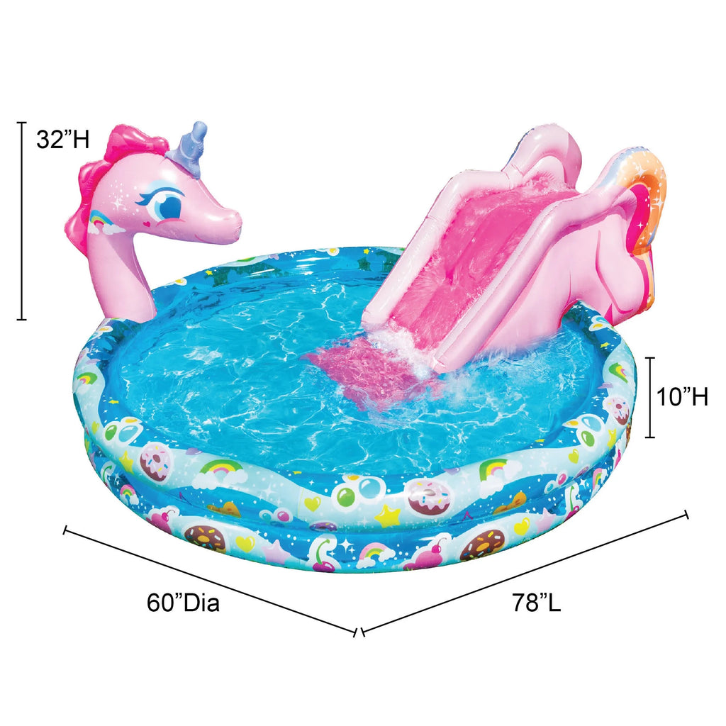 Inflatable Unicorn Pool Water Slide Splash Toy C550577