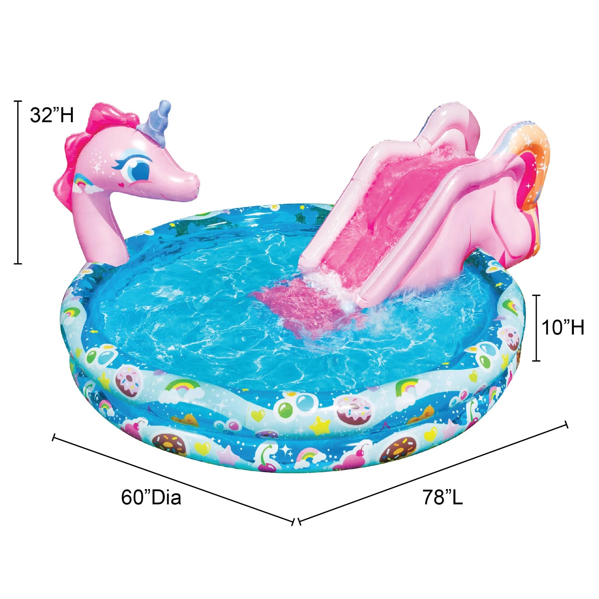 Inflatable Unicorn Pool Water Slide Splash Toy C550577