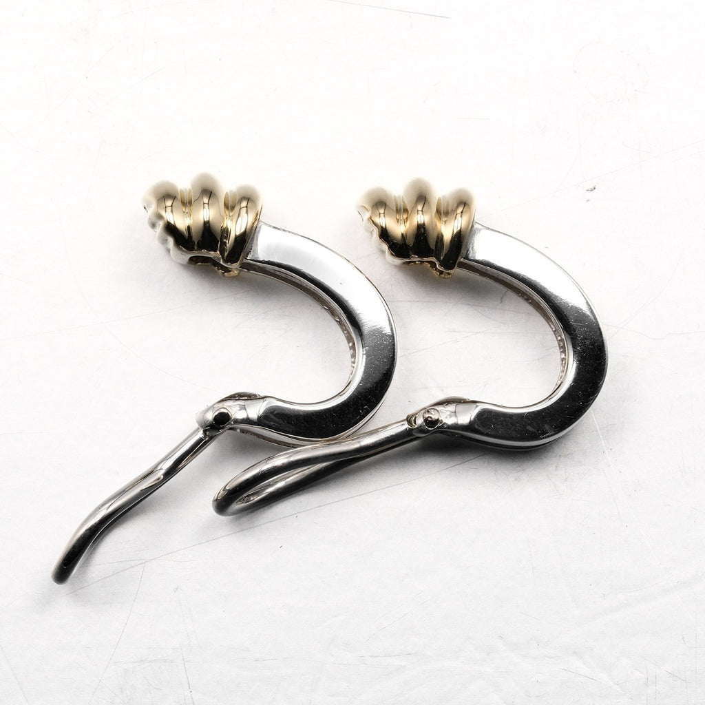 Grooved Earrings Silver 925 Yellow Gold F121