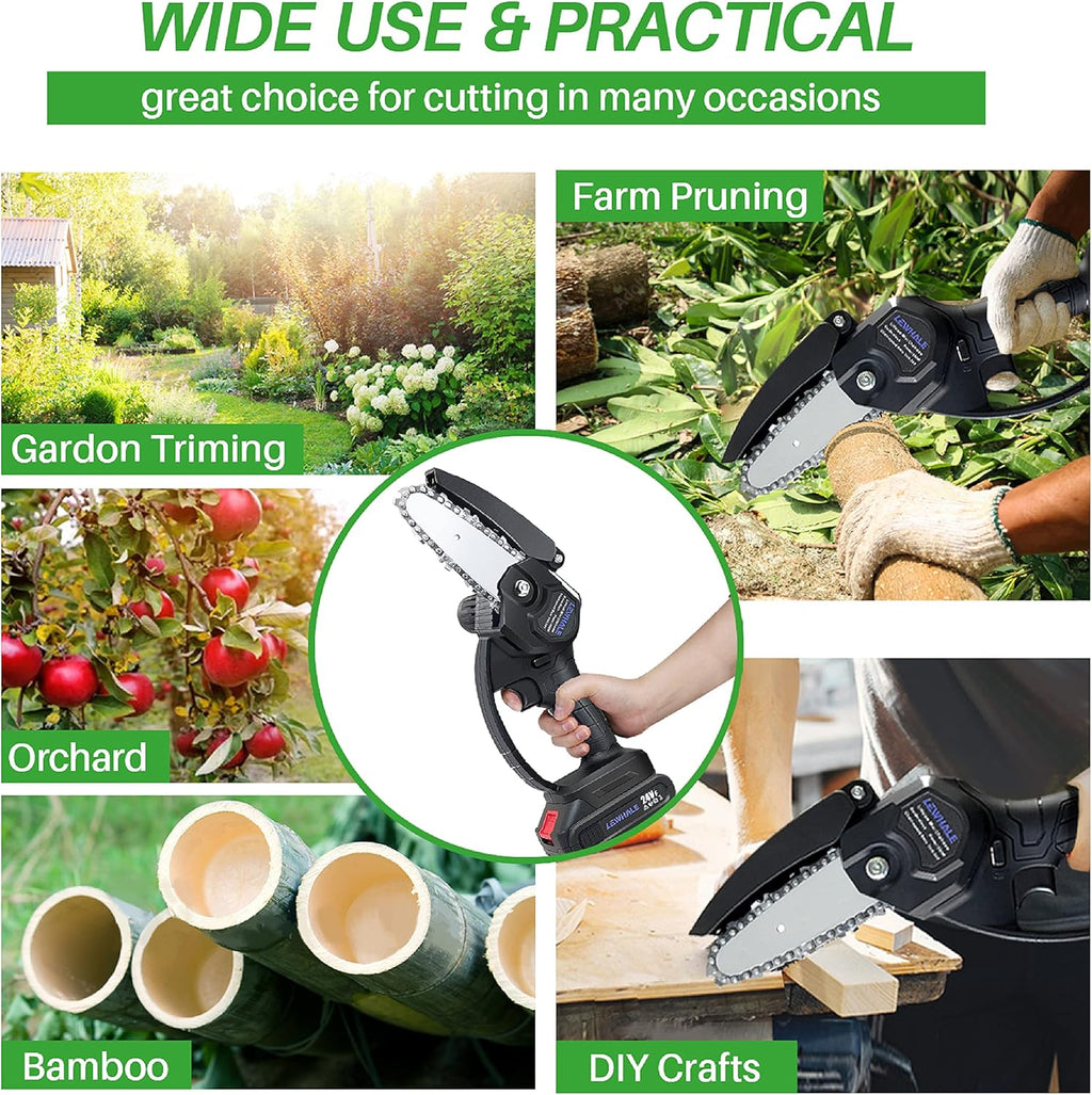 Mini Chainsaw 4-Inch Cordless Power Chain Saws, Pack of 2 T3980