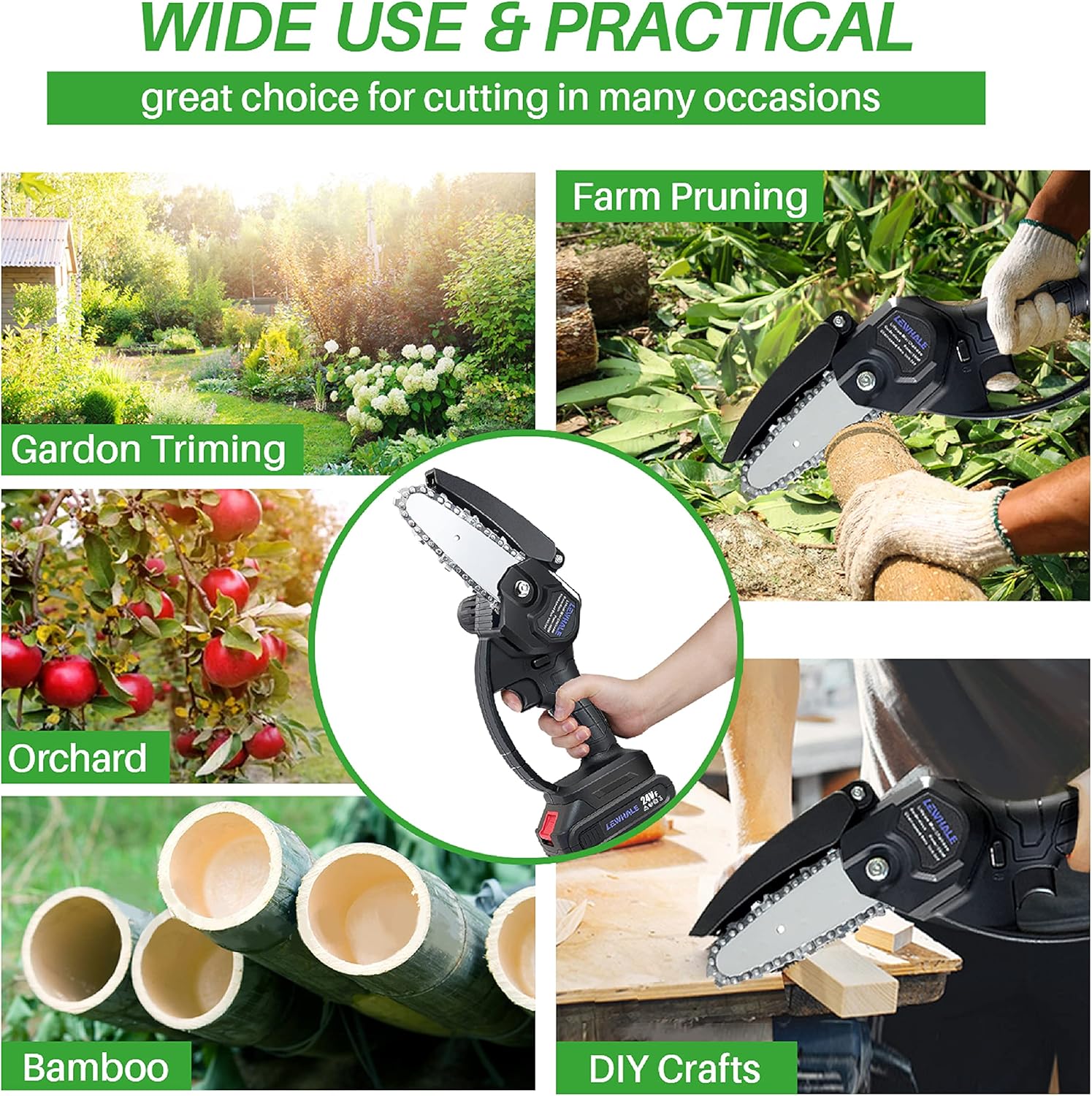 Mini Chainsaw 4-Inch Cordless Power Chain Saws, Pack of 2 T3980