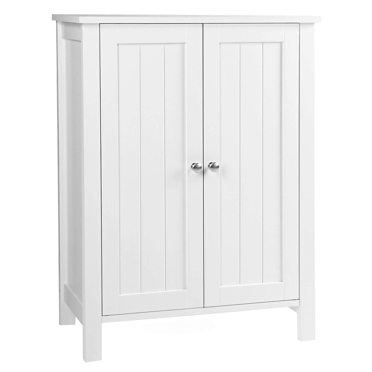White Double Door Adjustable Shelf Bathroom Floor Storage Cabinet K124