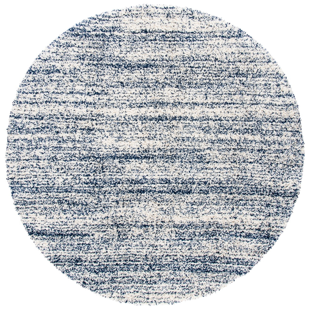 Ivory/Navy Striped Shag Area Rug O1008