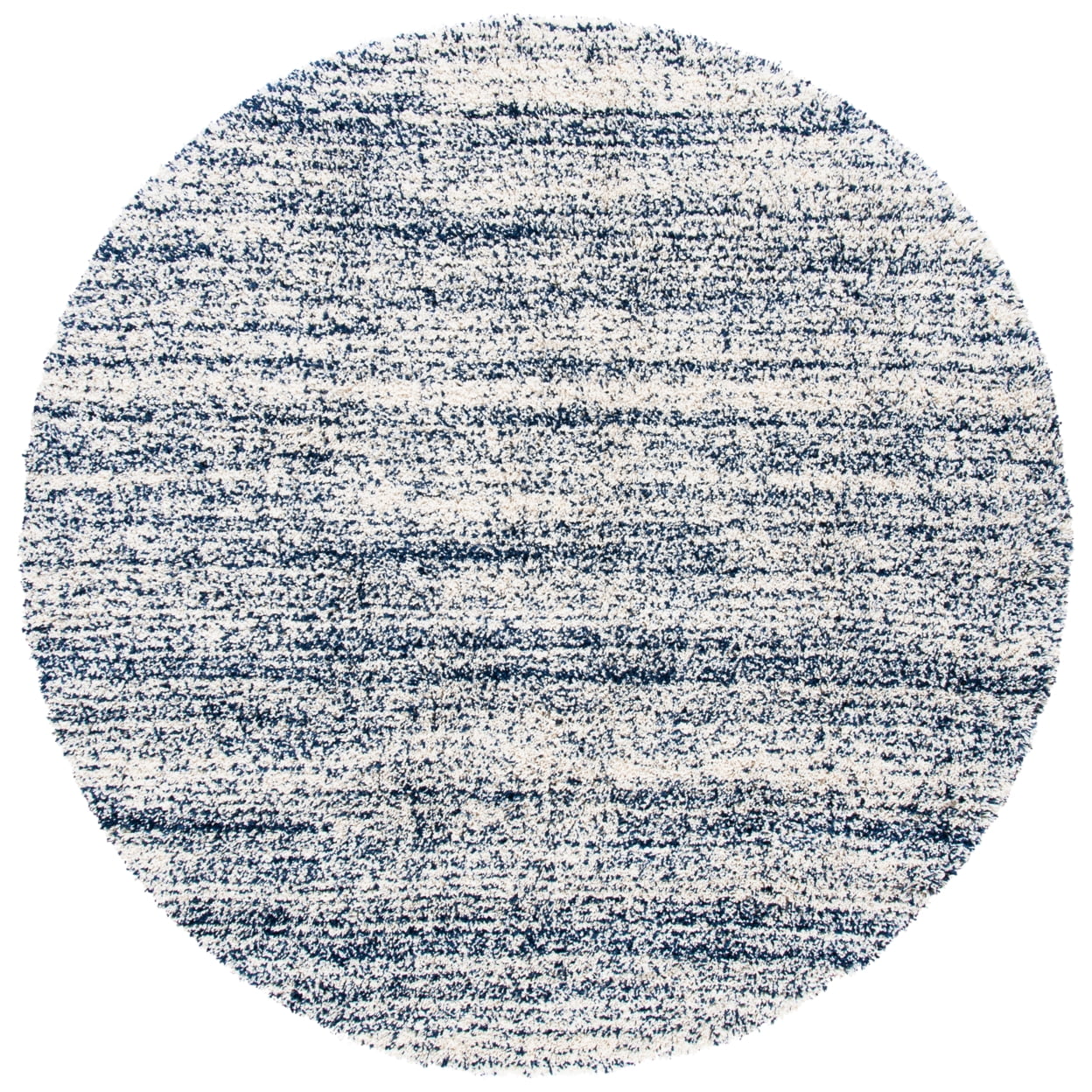 Ivory/Navy Striped Shag Area Rug O1008
