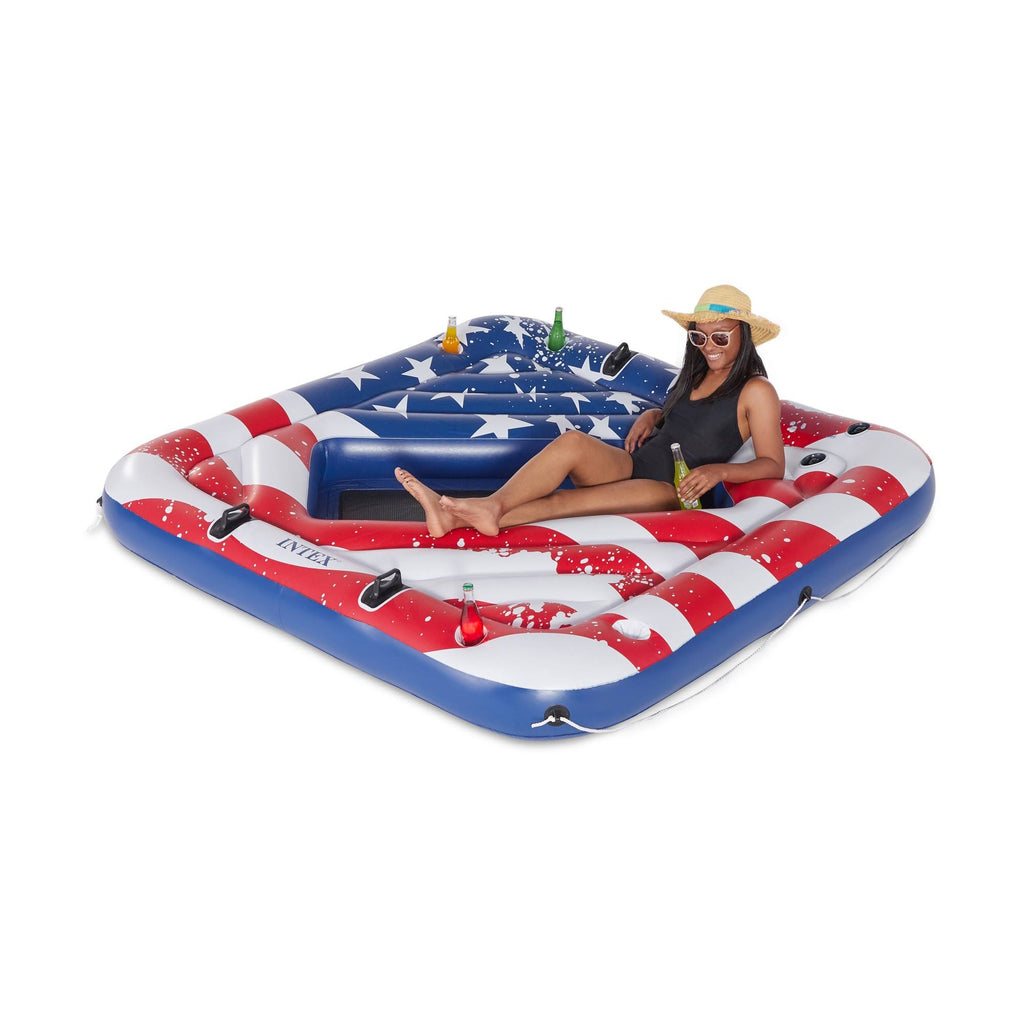2 Person Party Island Pool Float with 72 Can Beverage Cooler N1596