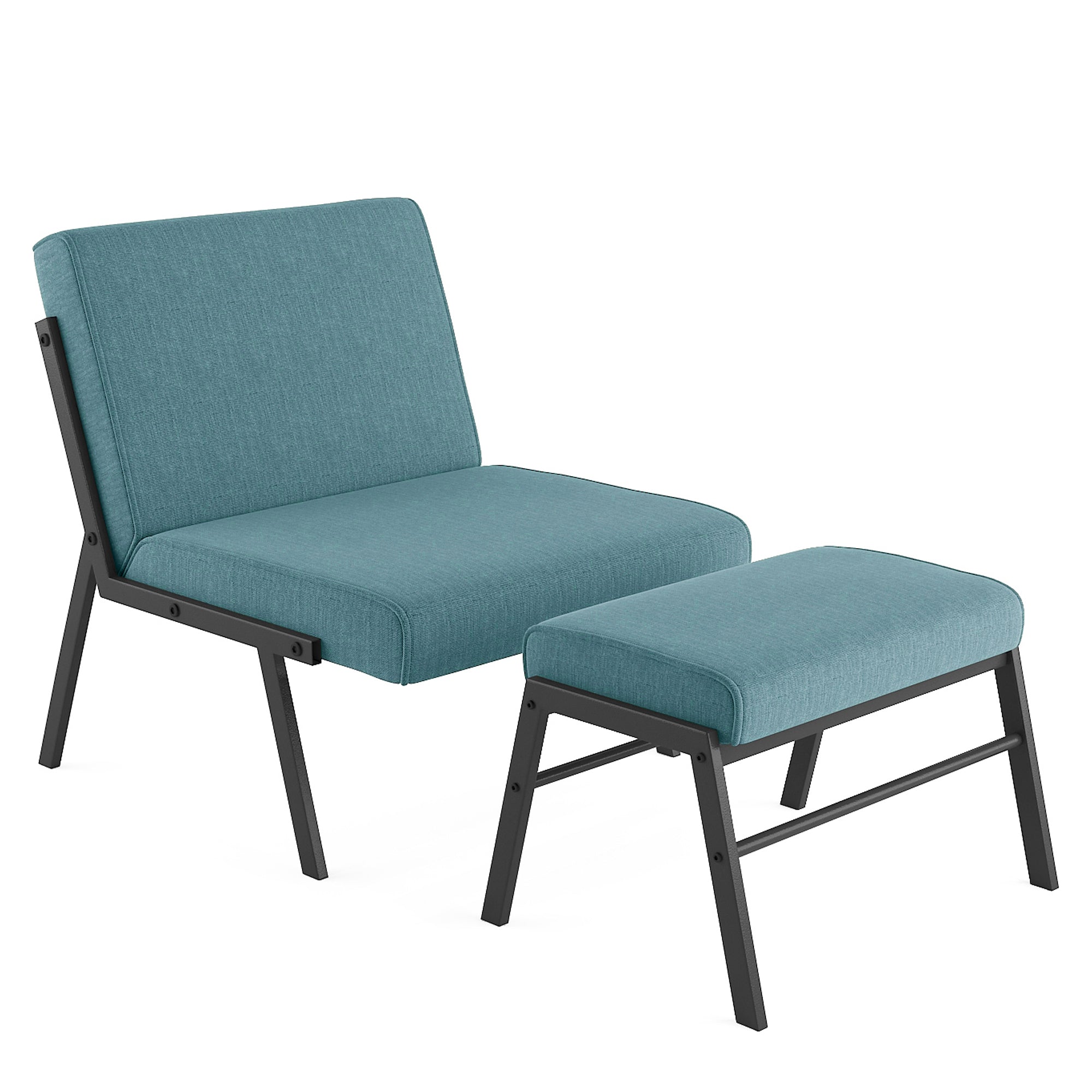 Green Linen Accent Chair with Ottoman U519794