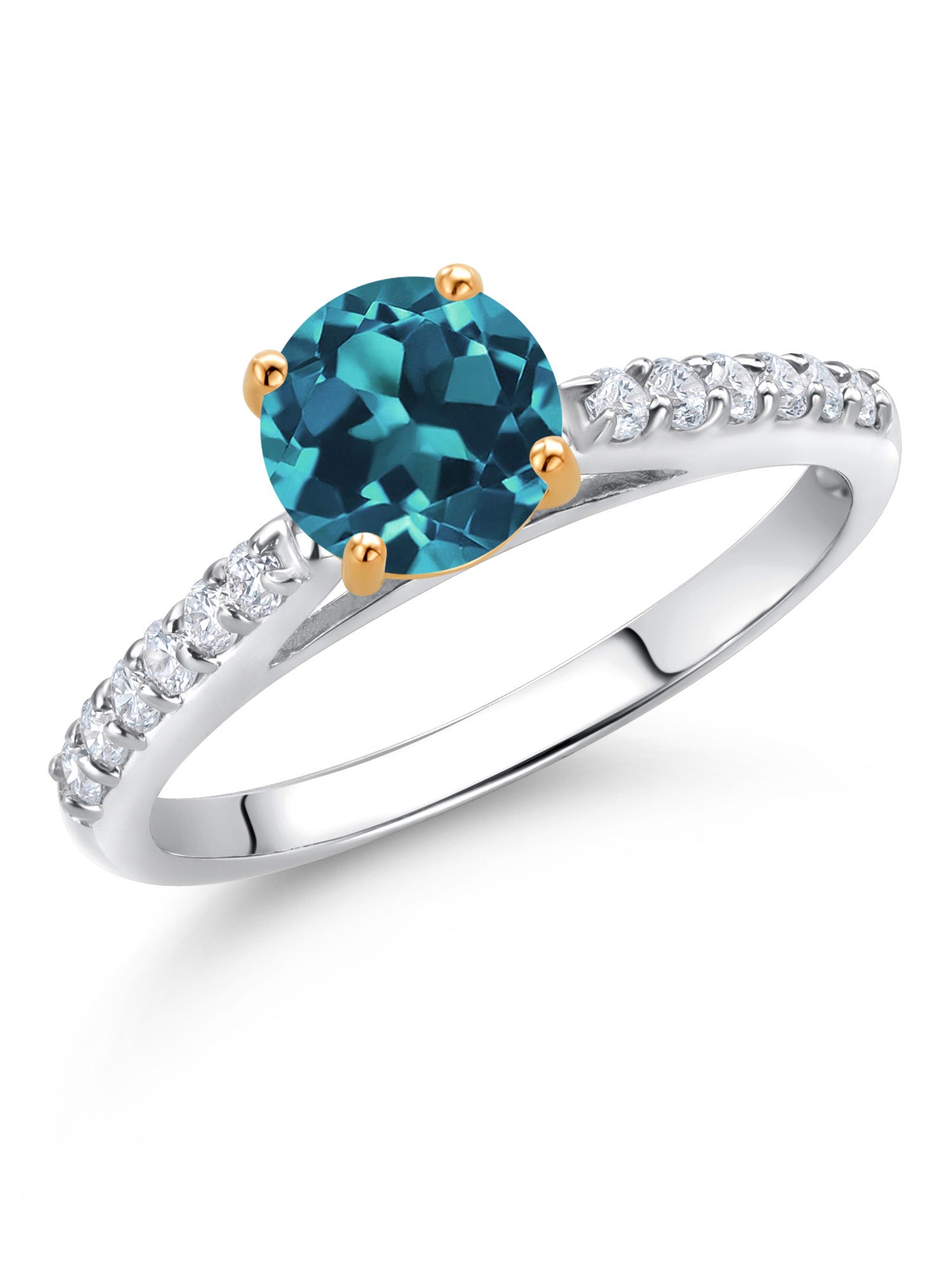 10K White Gold London Blue Topaz and White Lab Grown Diamond Engagement Ring Q388988