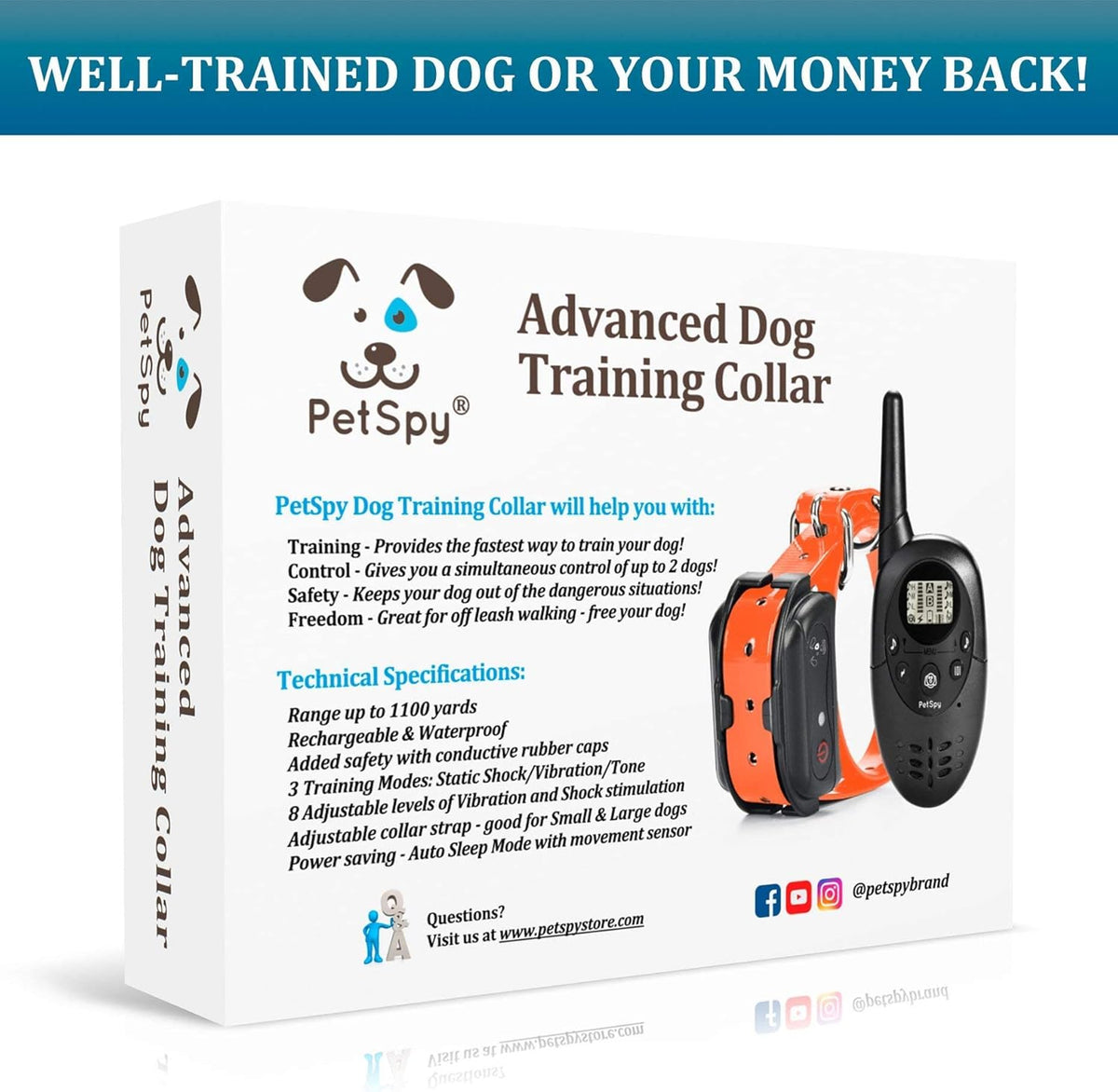 Rechargeable Waterproof Dog Training Collar Pack of 2 G64126