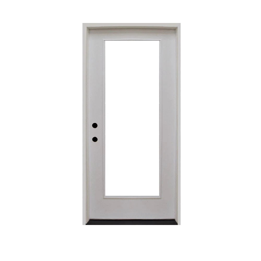 24 in. x 80 in. White Primed Fiberglass Prehung Front Door W2818