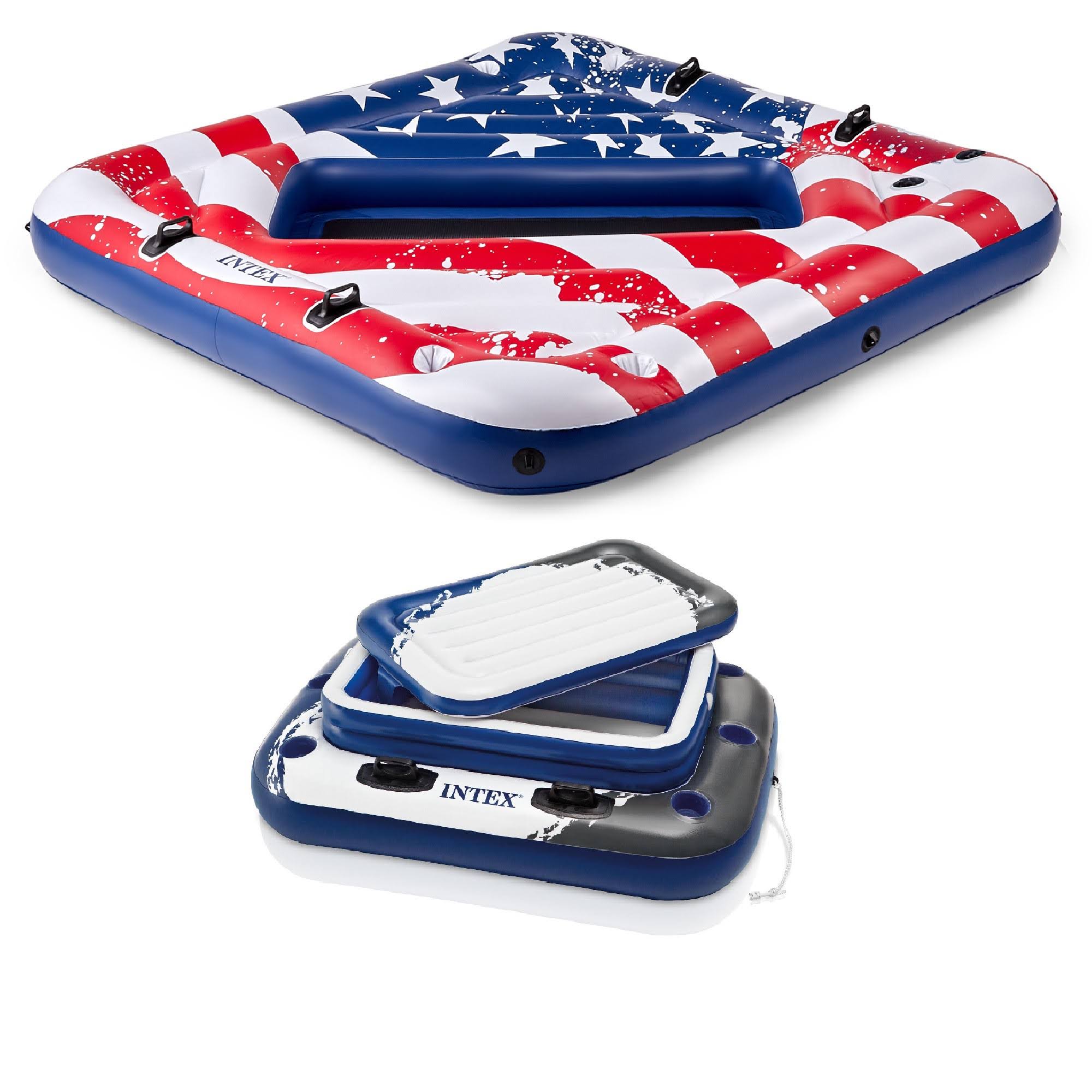 2 Person Party Island Pool Float with 72 Can Beverage Cooler N1596