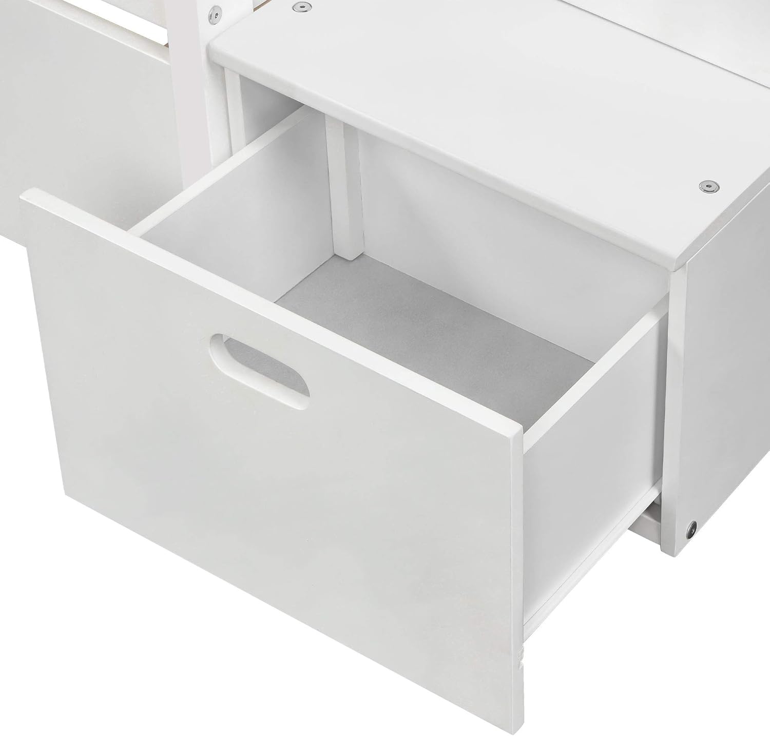 White Twin Over Twin Bunk with Trundle, 4 Drawers, and 3 Shelves Y7560