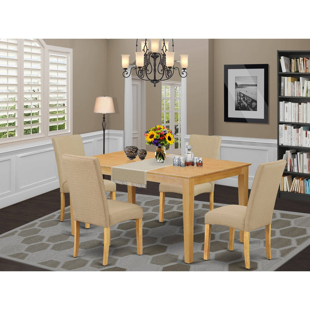 5pc Rectangle Dining Table and 4 Parson Chair with Linen Fabric A903