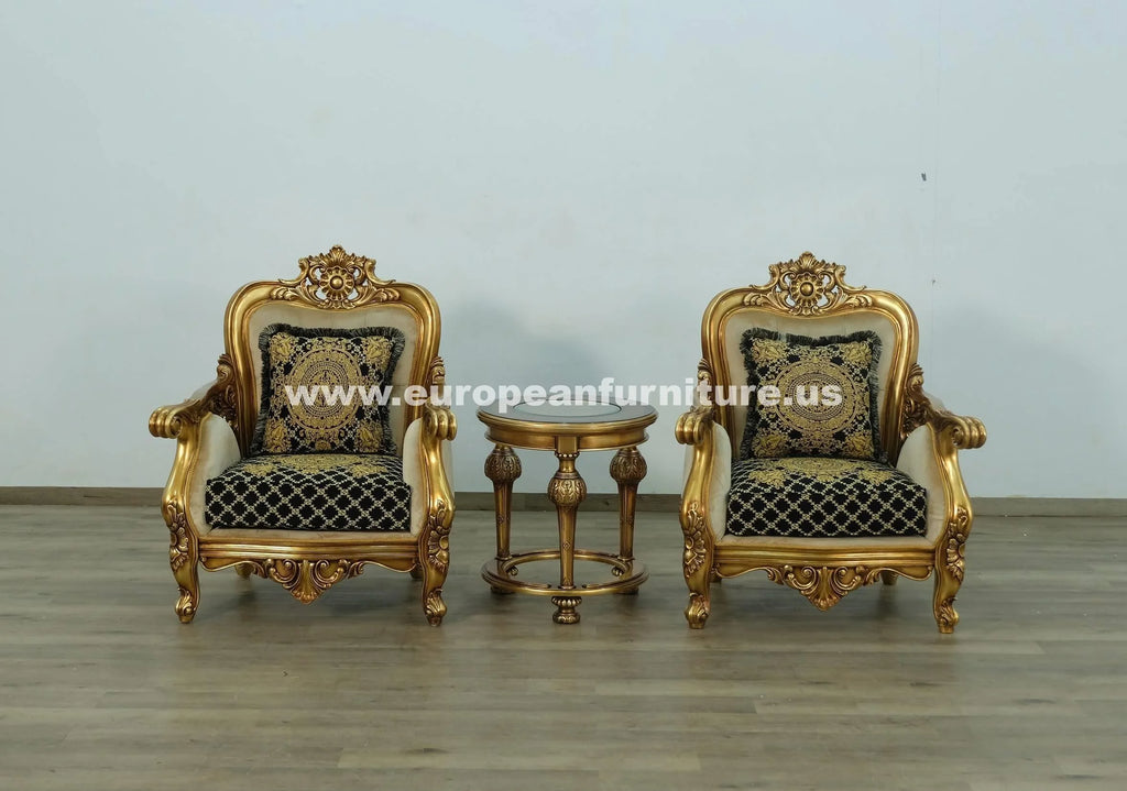 Antique-Bronze Jacquard Chair Set 2 U531461