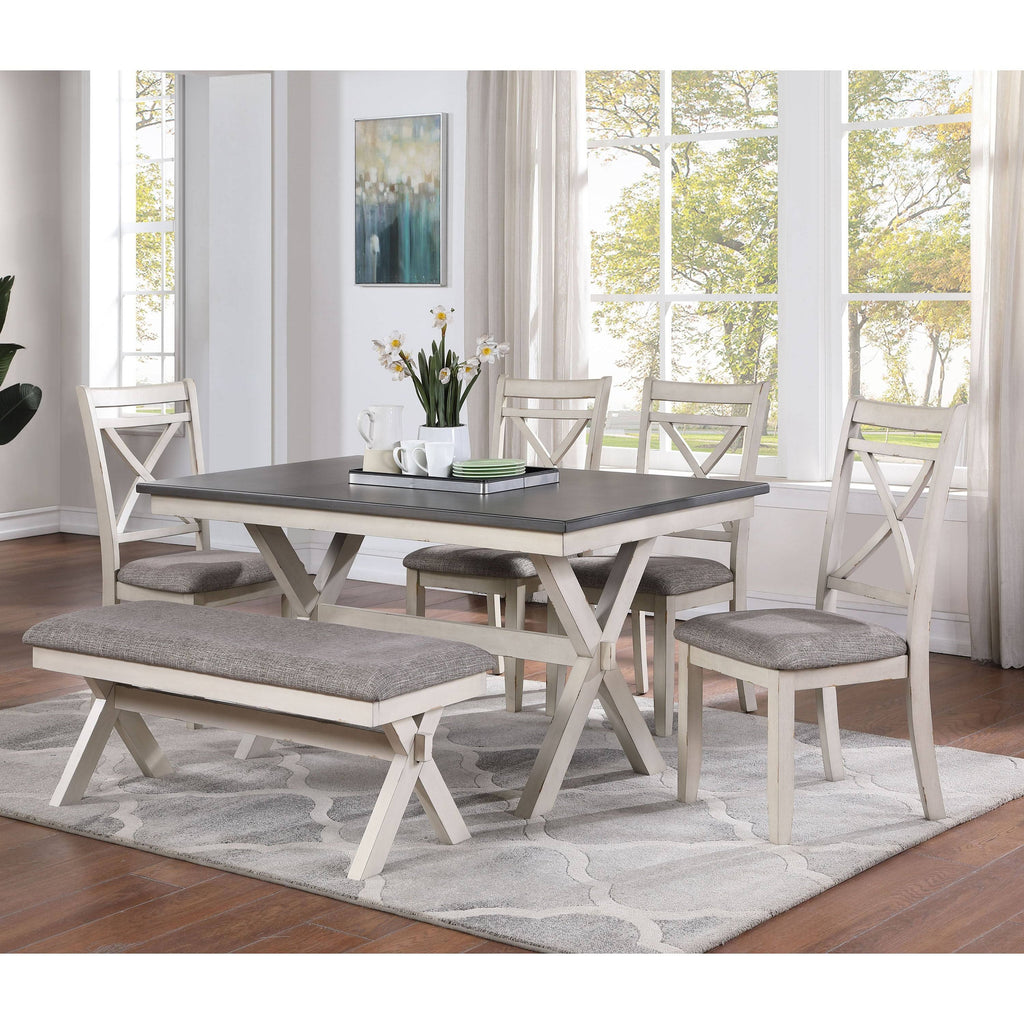 Grey Antique White Two-Seater Dining Bench F477