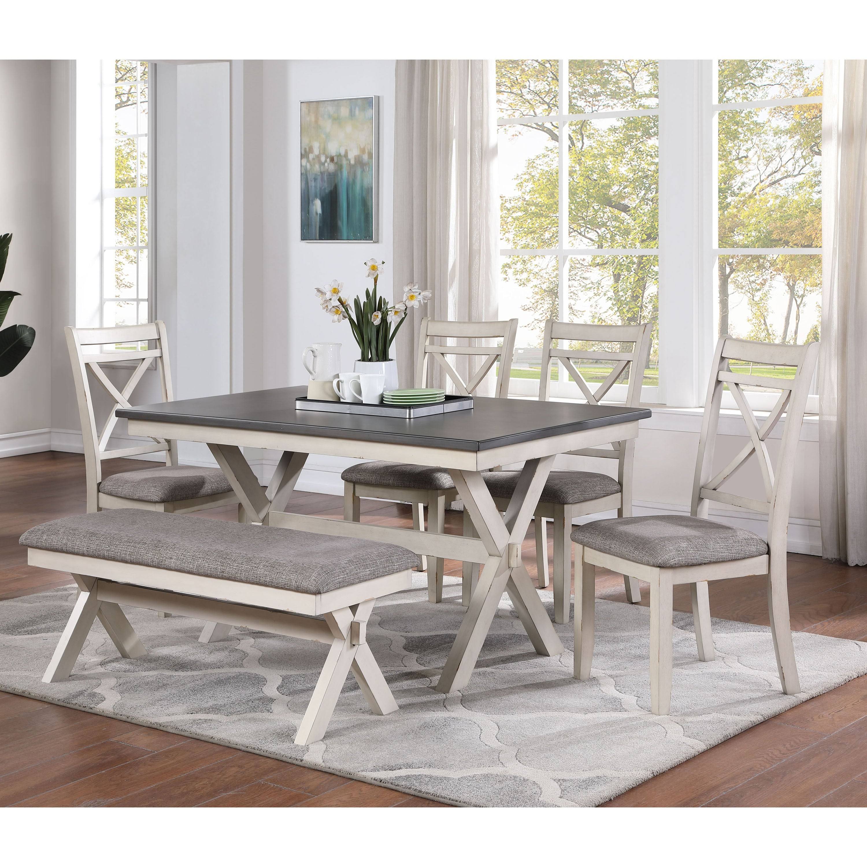 Grey Antique White Two-Seater Dining Bench F477