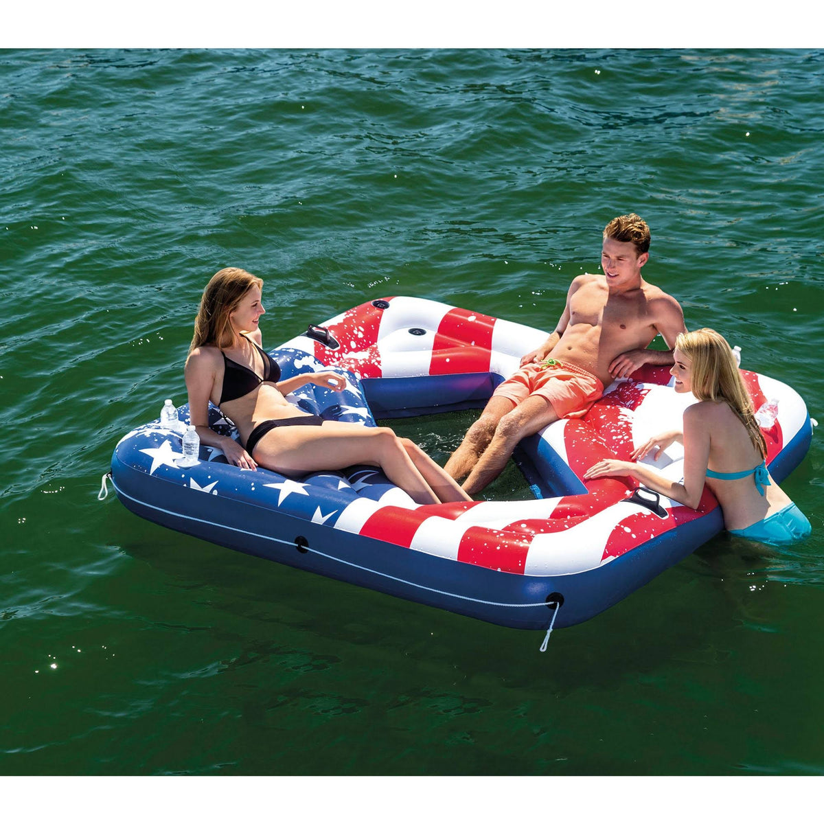 2 Person Party Island Pool Float with 72 Can Beverage Cooler N1596
