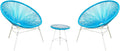 Blue 3 Piece Bistro Set with Glass Top Table O725370