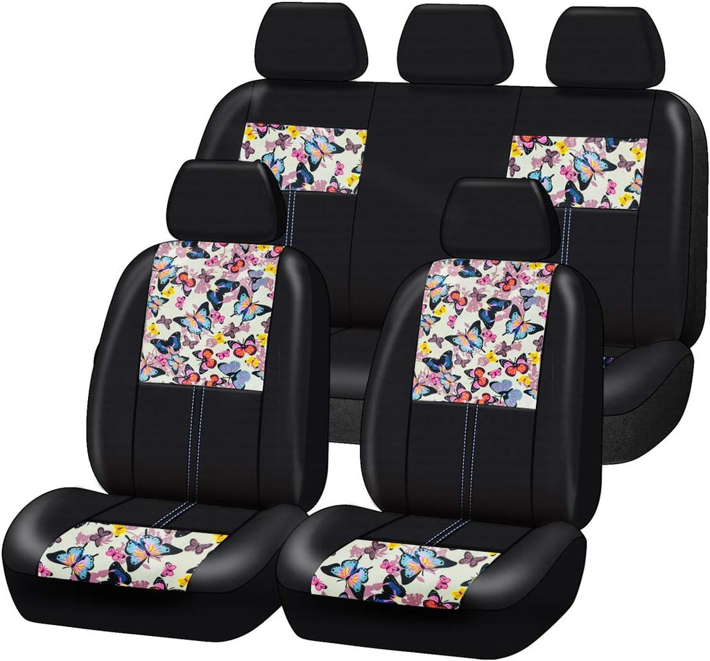 Butterfly Leather Car Seat Covers Full Set (Dark Blue) G33790