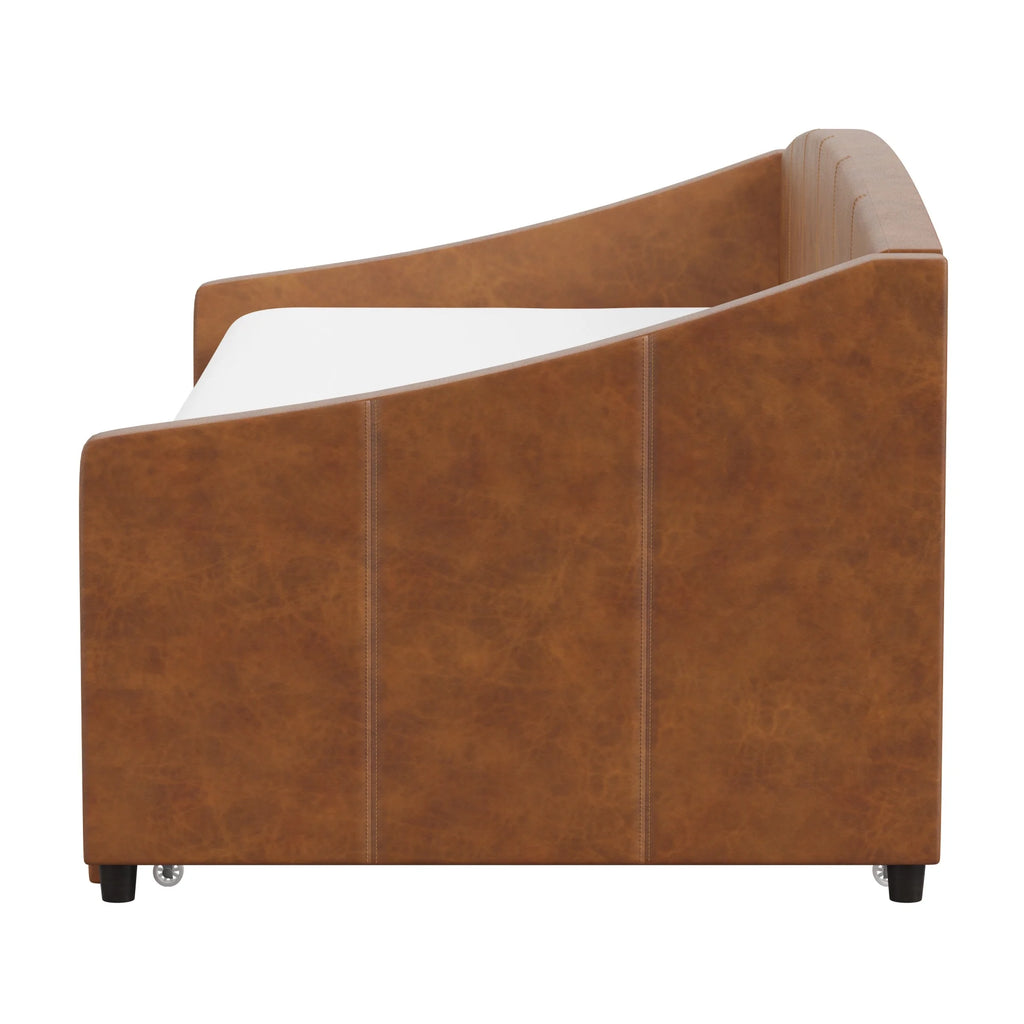 Saddle Upholstered Twin Daybed with Trundle I49205