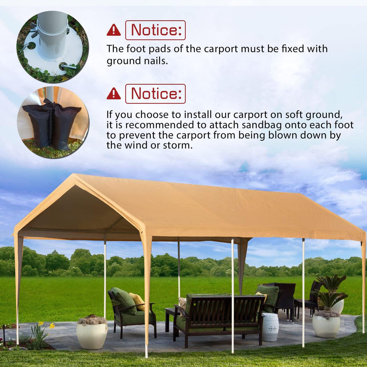 Heavy Duty Carport with Removable Sidewalls & Doors, Rolling Curtain and Doors W524839