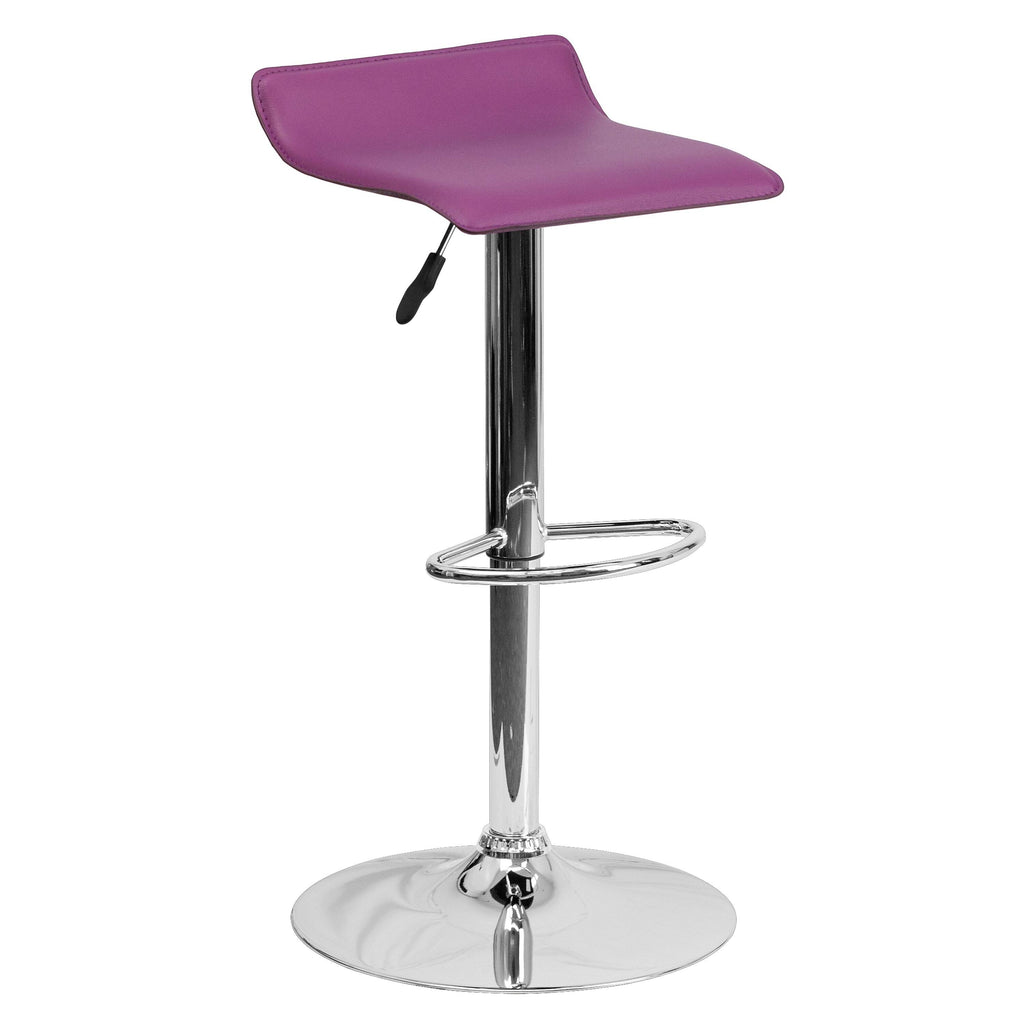 Purple Vinyl Adjustable Height Barstool with Chrome Base U71854