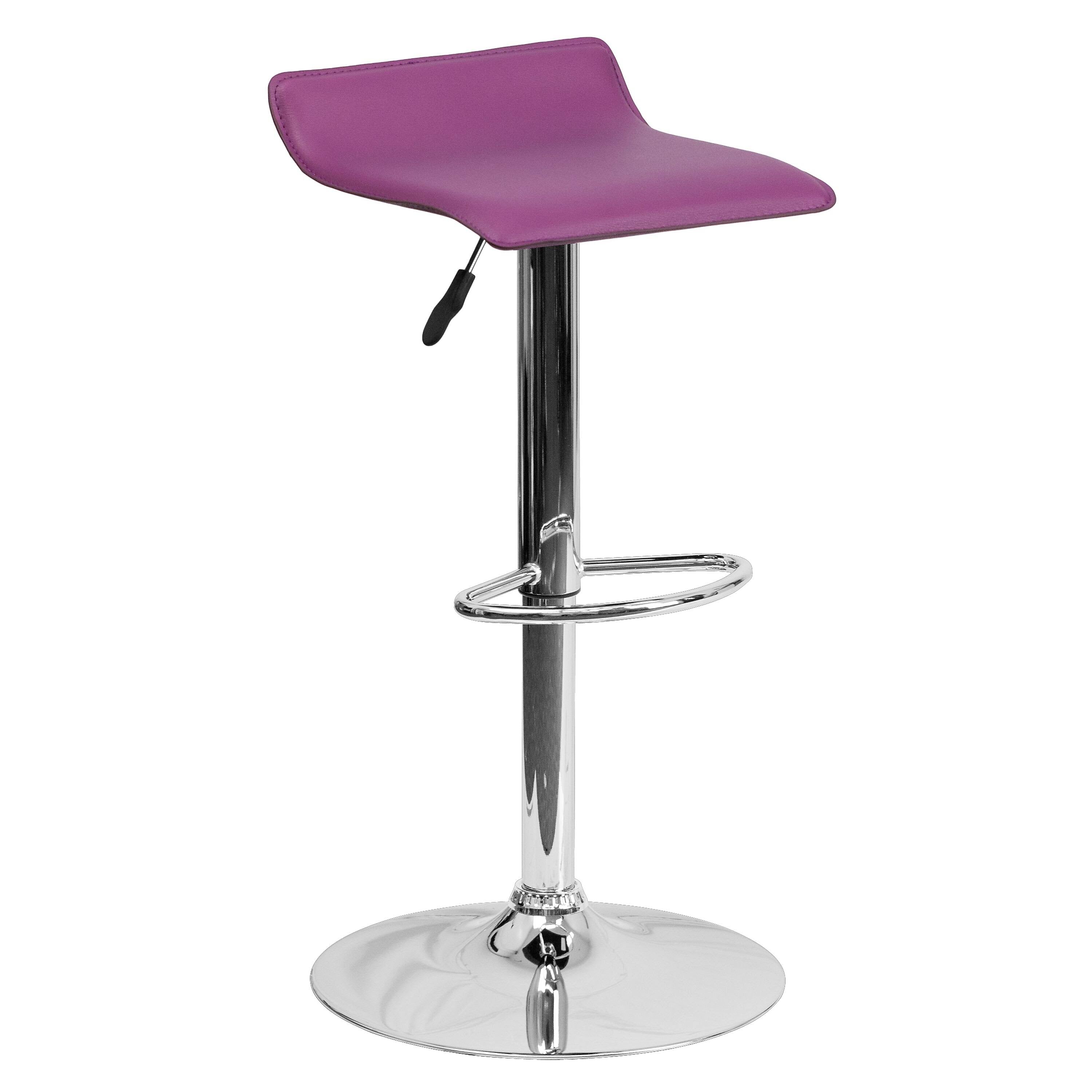 Purple Vinyl Adjustable Height Barstool with Chrome Base U71854