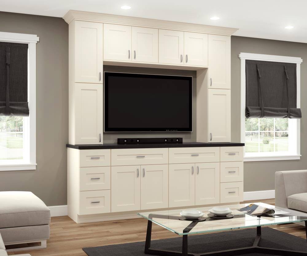 Cream Painted Plywood Corner Kitchen Cabinet Soft Close Right 24 in. J45510