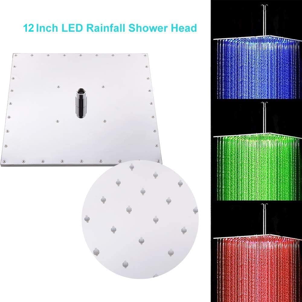 16 Inch LED Rain Shower System with Body Jets, Polished Chrome Brass Ceiling Mounted Shower Faucet Combo S7759