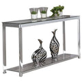 1 Shelf Glass Top Console Table in Chrome and Clear Acrylic G153