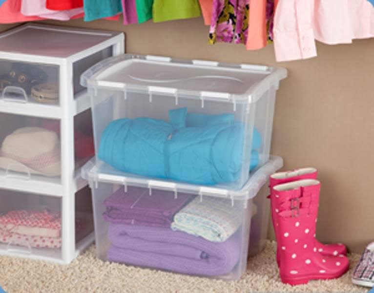 48 Quart Clear Hinged Lid Storage Box Tote (30 Pack) K337