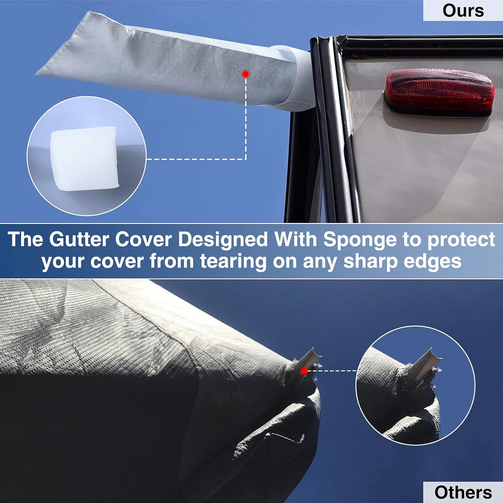 Upgraded Waterproof 500D Travel Trailer Cover with 4 Tire Covers, Tongue Jack Cover B179917