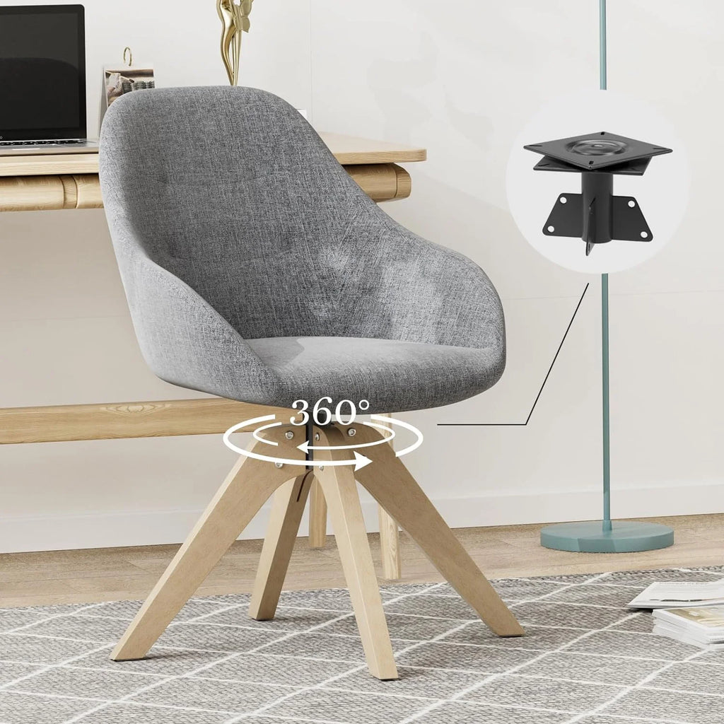 Grey Swivel Accent Chair with Solid Wood Legs B76729