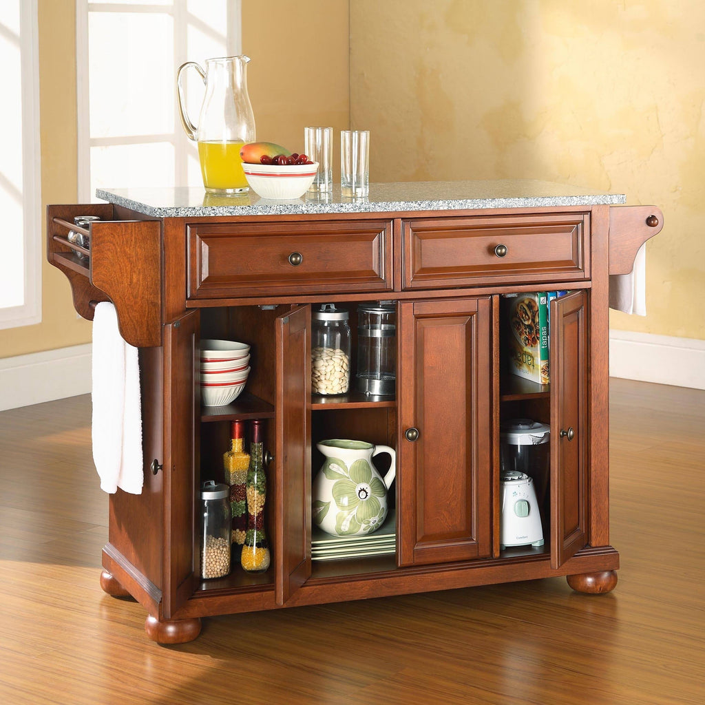 Cherry Granite Top Kitchen Island T28744