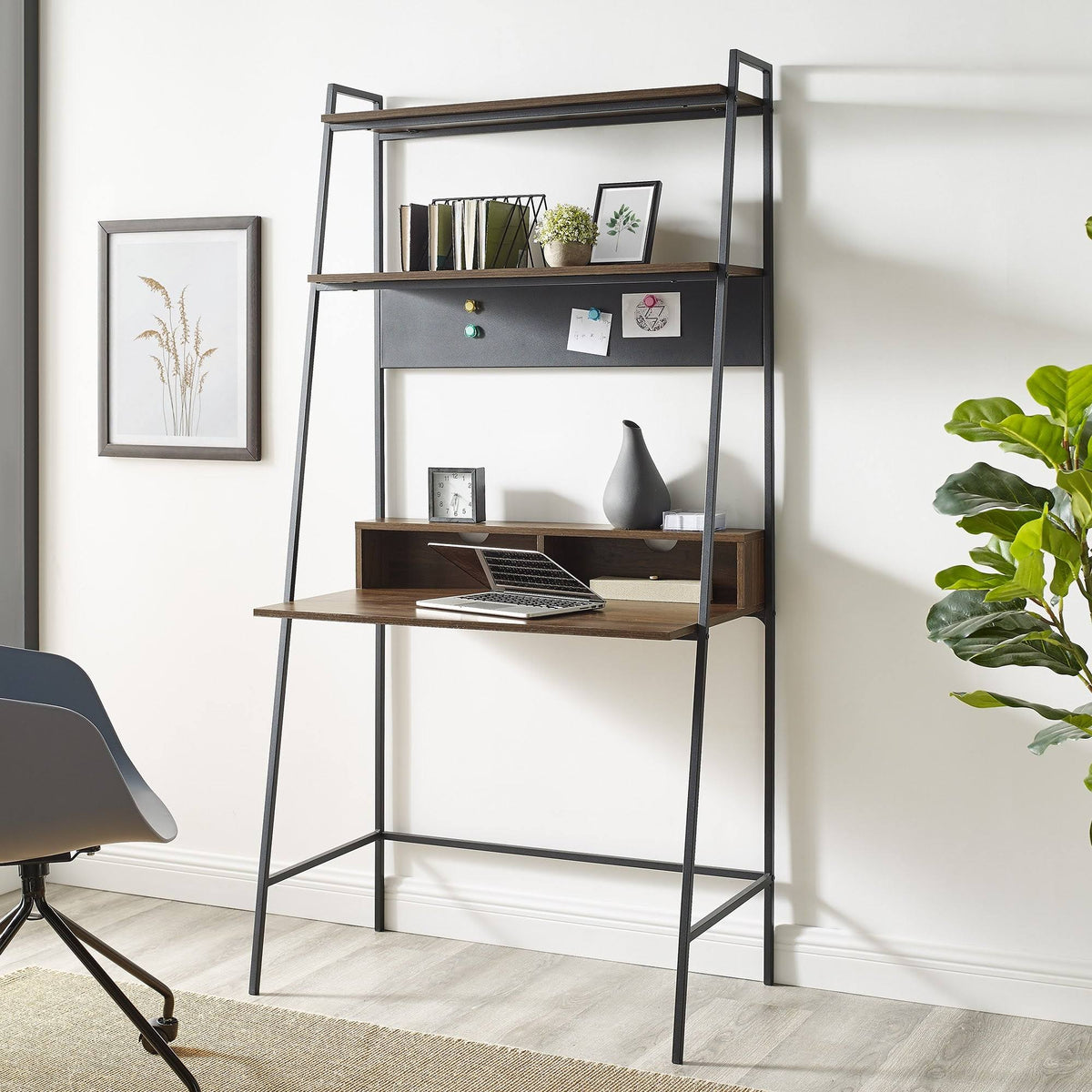 Metal Frame Ladder Shelf Desk W23336