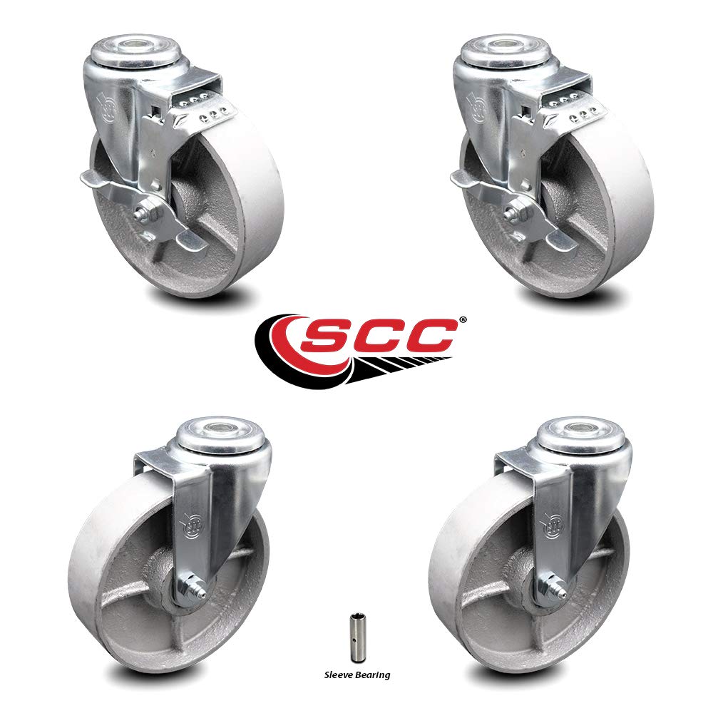 Semi Steel Swivel Caster with Total Locking Brake, 300 lbs Capacity, Pack of 2 K845