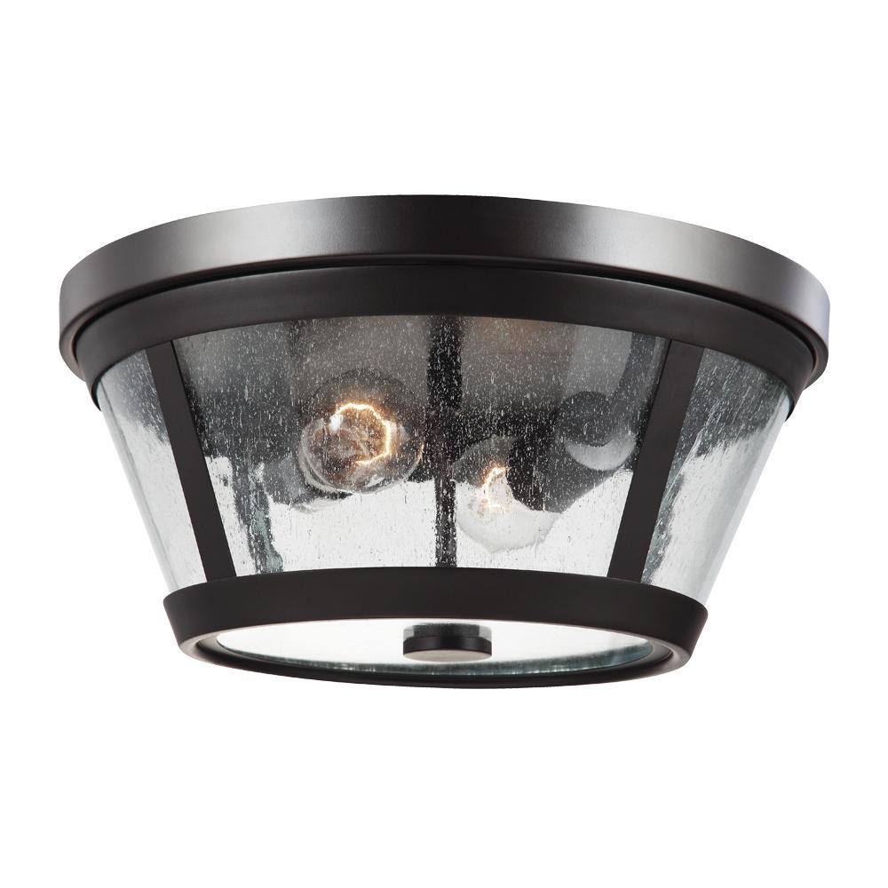 Bronze Contemporary 2 Light Flushmount T247679
