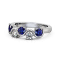 14K White Gold Blue Sapphire Diamond Engagement Eternity Band Size 9.5 Z2476