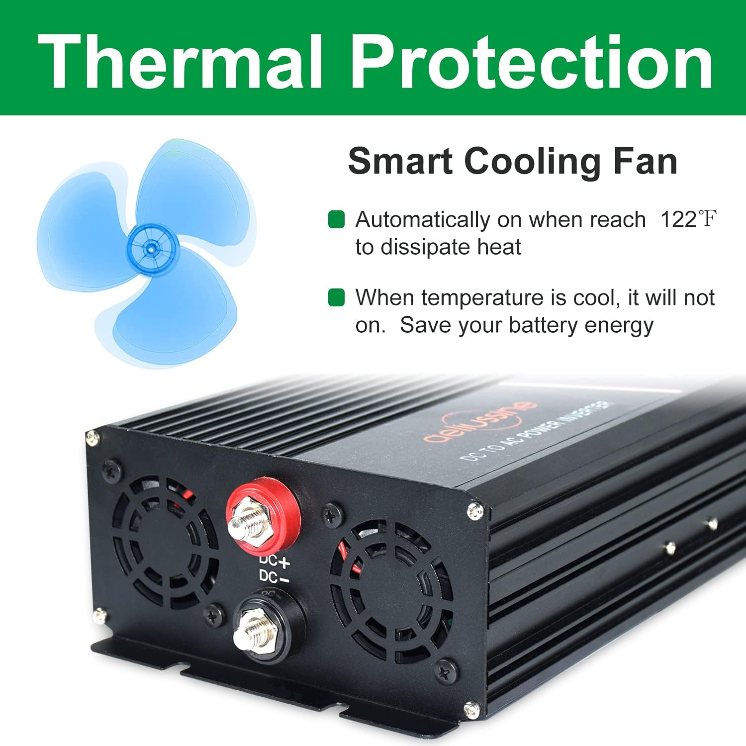 2000W Pure Sine Wave Power Inverter 12V DC to AC 110V 120V Surge 4000 Watt with LED Display Q69388