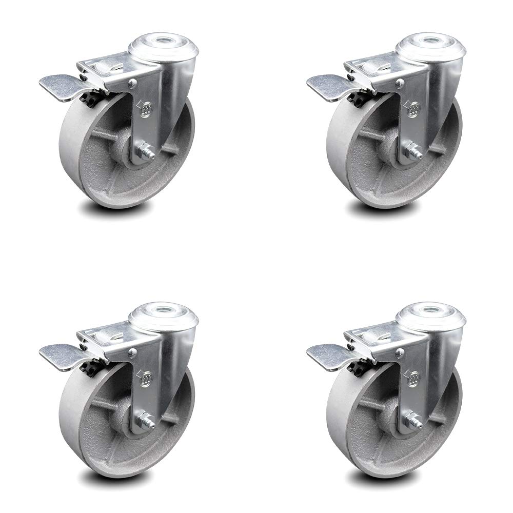 Semi Steel Swivel Caster with Total Locking Brake, 300 lbs Capacity, Pack of 2 K845