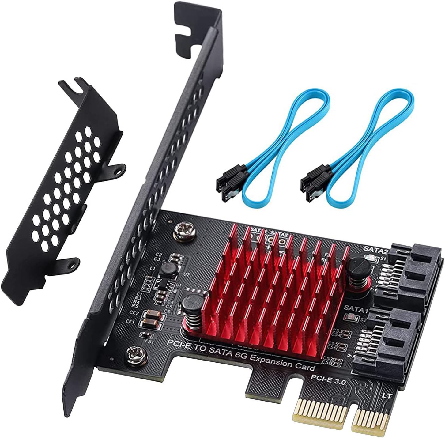 4X PCIE 8 SATA Card with 8 SATA Cables, PCIE to SATA 3.0 6 Gbps Controller, Pack of 2 I41294
