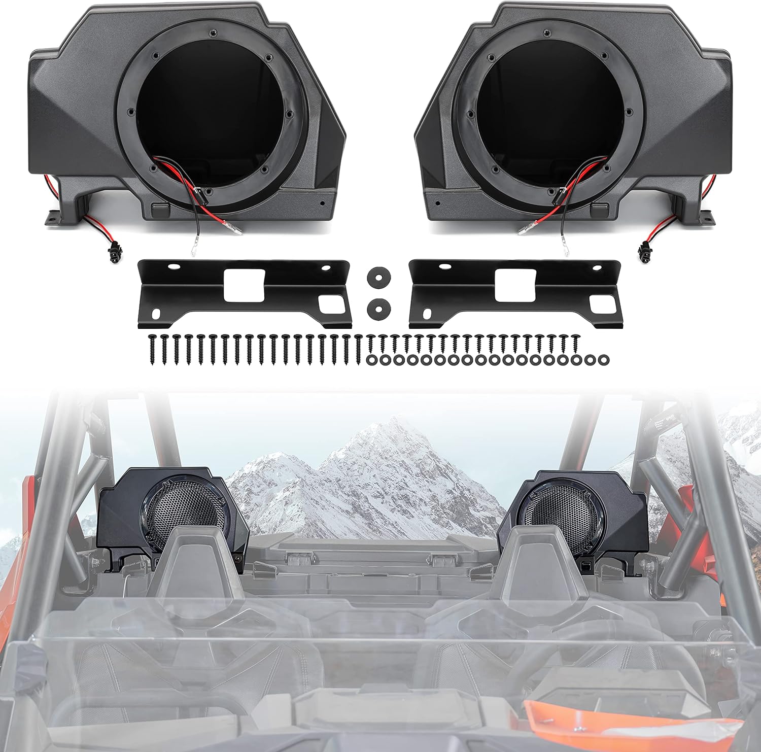 2PCS Rear Speaker Pods Panels with Metal Mount Brackets B838206