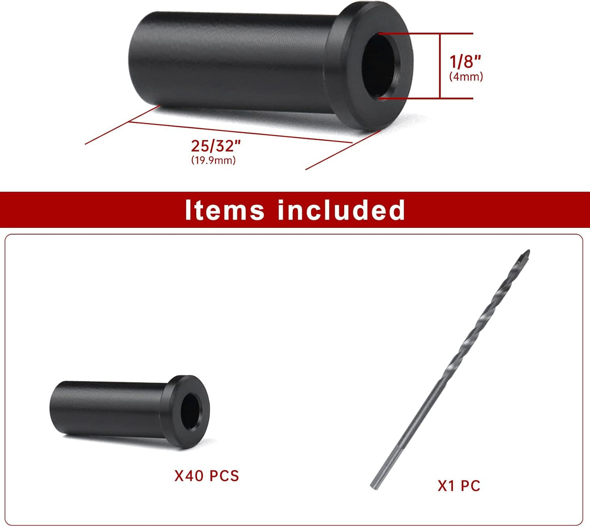 40Pack Black Cable Railing Kit POM Protector Sleeves Grommet for 1/8" Wire Rope Wood Posts Deck Stair Railing X624