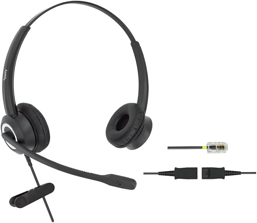 RJ9 Corded HD Voice Headset Compatible Cisco IP Phones, Plus 3.5mm Adapter, Monaural, Pack of 2 I822505