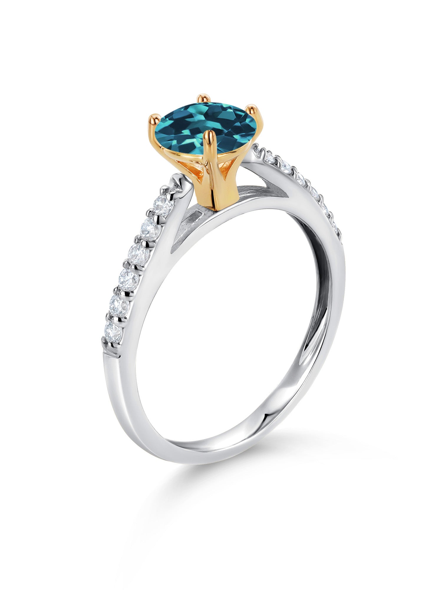 10K White Gold London Blue Topaz and White Lab Grown Diamond Engagement Ring Q388988