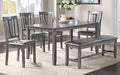 6-Pc Grey Wood/PU Leather Dining Set Y293705
