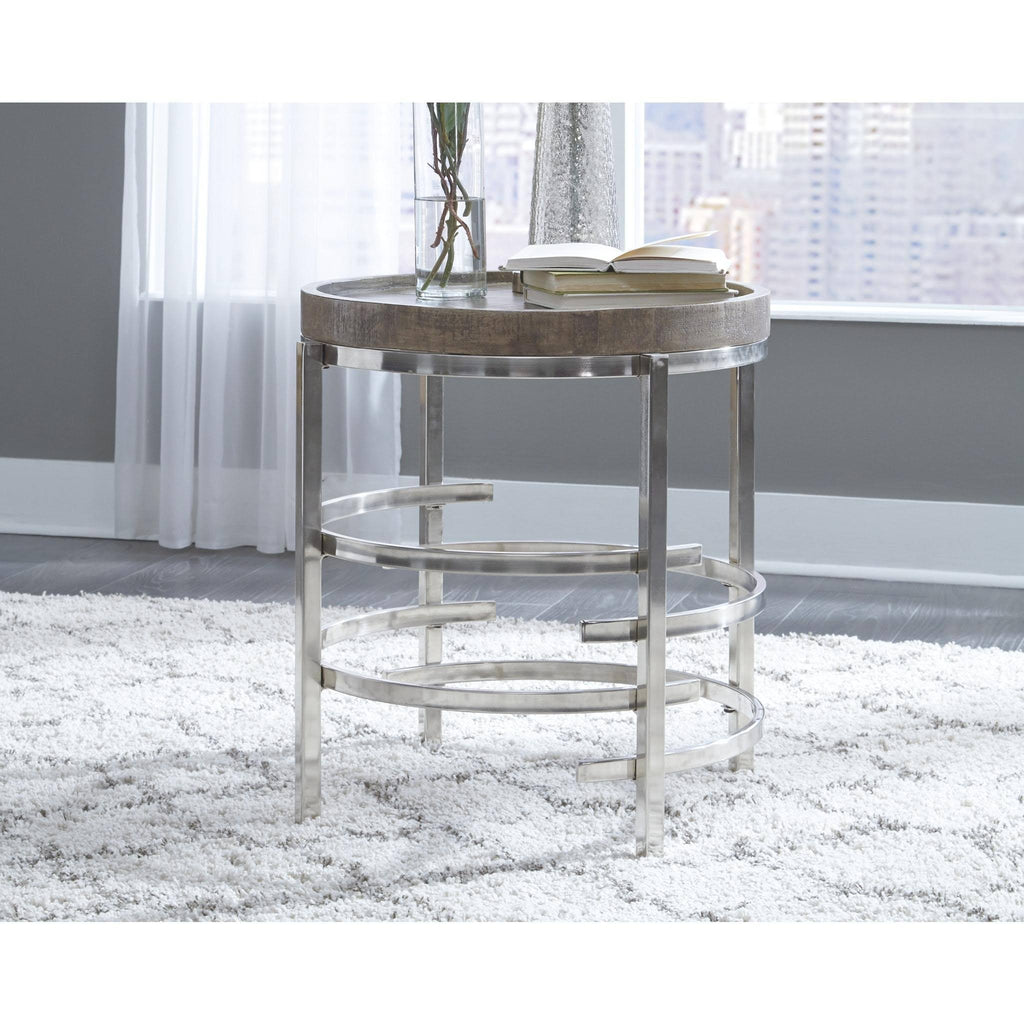 Gray Round End Table F6432