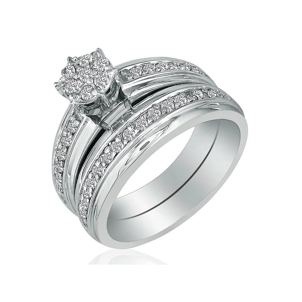 1ct Round Shaped Bridal Set in 10k White Gold B237