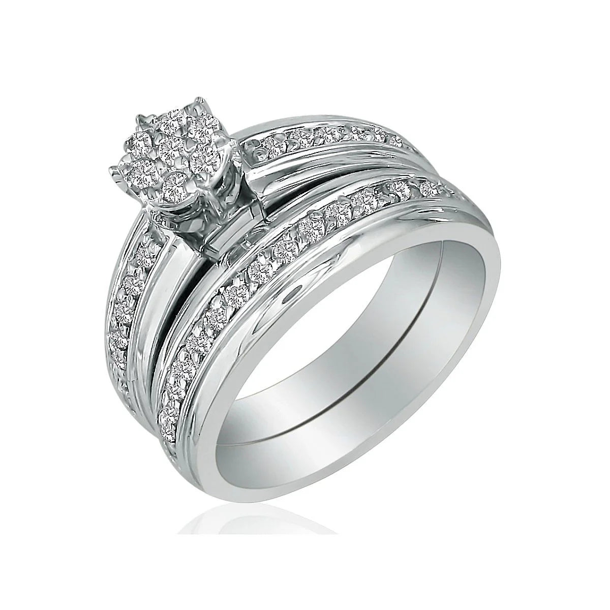 1ct Round Shaped Bridal Set in 10k White Gold B237